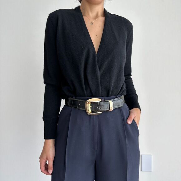 J McLaughlin Cashmere Sweater Top Womens Small Wrap V Neck Plunge‎ Pullover $348 - Picture 2 of 12